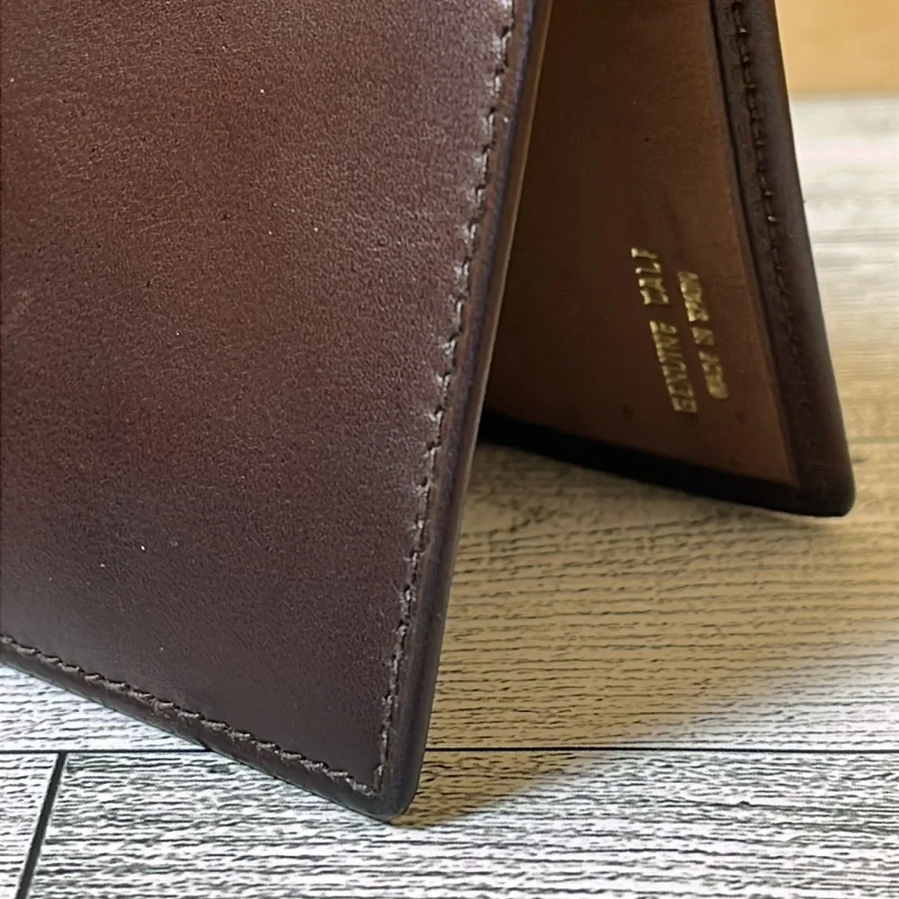EUC Brown Calf Leather Unisex Bifold Wallet